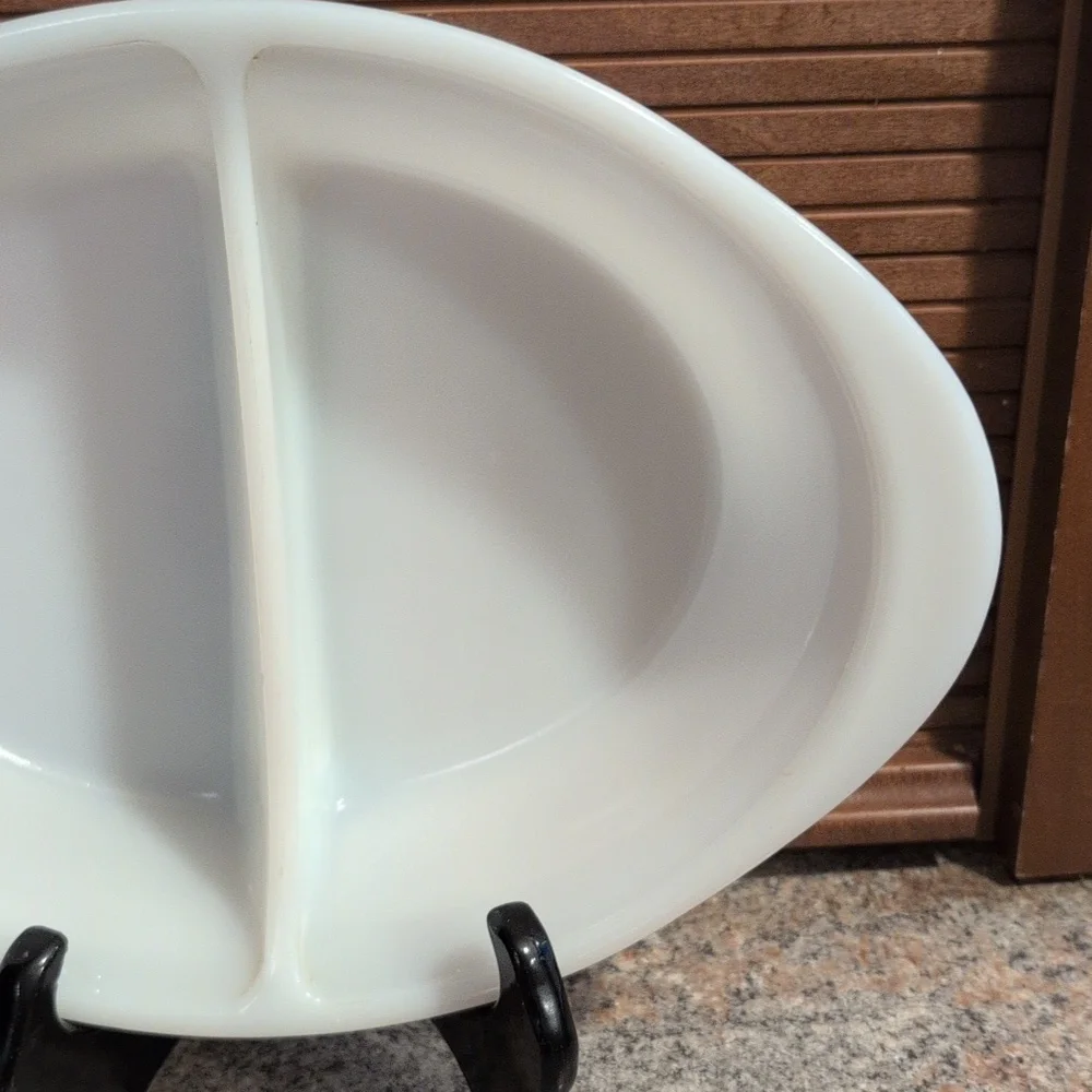 Vintage Glasbake White Divided Casserole Dish